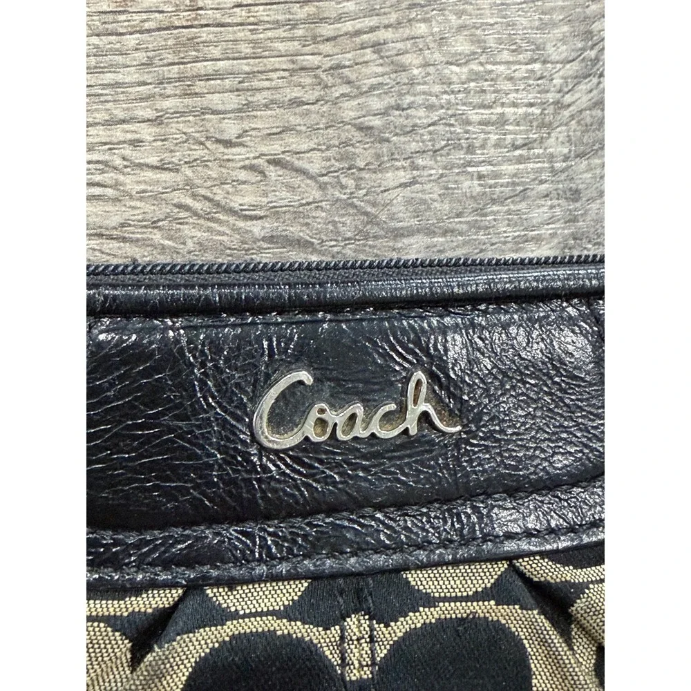 Coach Signature Jacquard Wristlet Black Gold Monogram Small Bag Handbag - Picture 3 of 6